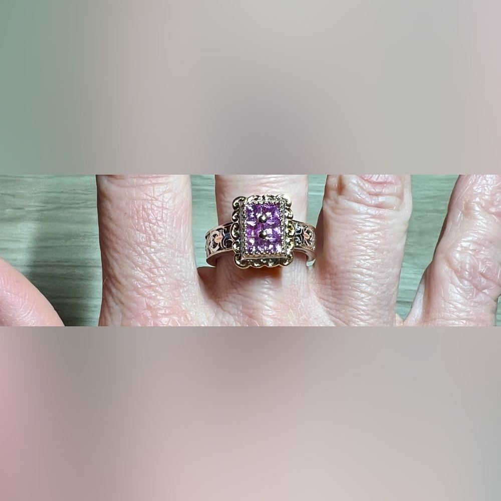 Gems En Vogue Sterling Silver 1.05ctw Pink Sapphire Cluster Ring, Size 8, 6g - Picture 8 of 10
